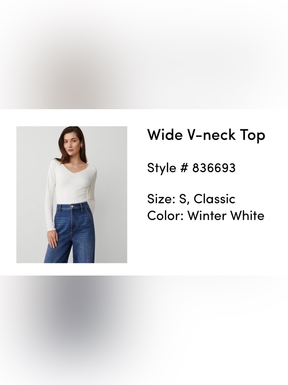 Ann Taylor Wide V-neck top small winter white